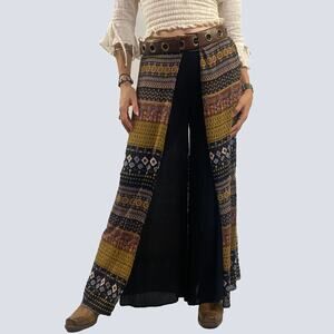 Earthbound Bohemian Slit Leg Wide Leg Boho Pants Sz Small